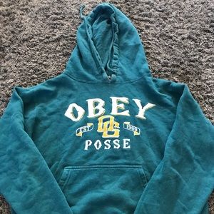 Obey Green Teal Women’s Hoodie with Logo Skate Top